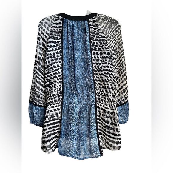Calvin Klein Color Block Animal Print Blouse Medium - Picture 3 of 13